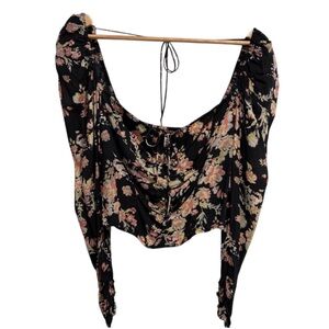 Free People Hilary Floral Printed Long Sleeve Crop Top